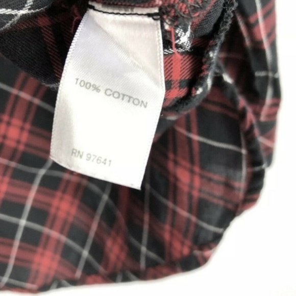 J Jill Top Red Black Plaid Button Down Tunic - Picture 4 of 5